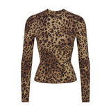 DOLCE&GABBANA x SKIMS leopard cotton jersey long sleeve t-shirt