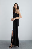 GIZIA Embroidered Long Crepe Dress