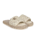 Chanel CC Braided Knit Interlocking Slide Sandals Cream