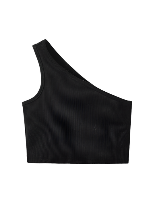 SHEIN black one shoulder cropped top