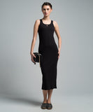 Brunello Cucinelli embroidered logo black rib knit midi dress