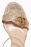 Gucci GG Marmont gold leather sandals