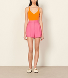 Sandro pink high-waisted shorts