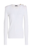 Balmain white Pointelle-knit sweater