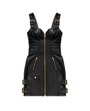 H & Moschino Black leather biker dress