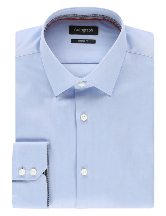 New Autograph blue pure cotton tailored fit shirt