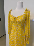 Manera Odevatca yellow floral Dress