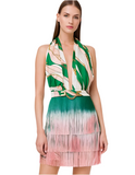 Elisabetta Franchi Short silk dress with fringes