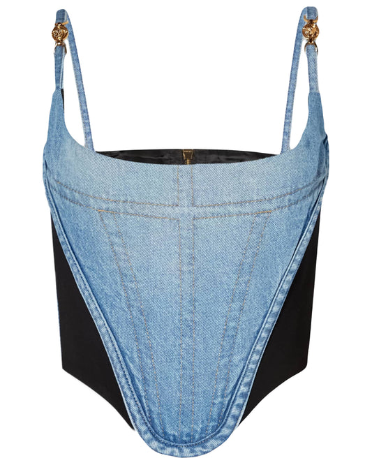 VERSACE DENIM CORSET TOP