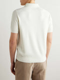 New Brioni ivory basketweave polo shirt