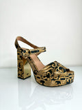 Tory burch black gold nayan brocade loretta heels