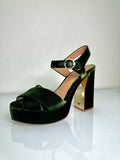 Tory burch dark green velvet Loretta heels