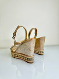 Christian Louboutin PYRADIAMS Studded Cork Wedge Sandals