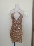 CBR rose gold sequin dress