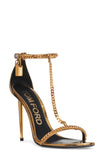 Tom Ford Gold 100mm chain embellished metallic heels