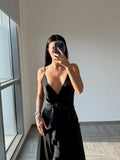 D’AngelAnn black satin long Dress