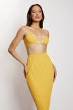 MESHKI stacey ruched knit hater Top yellow