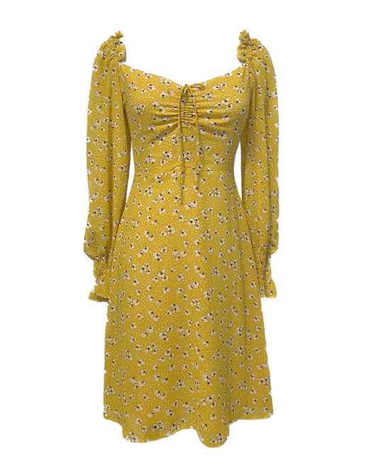 Manera Odevatca yellow floral Dress