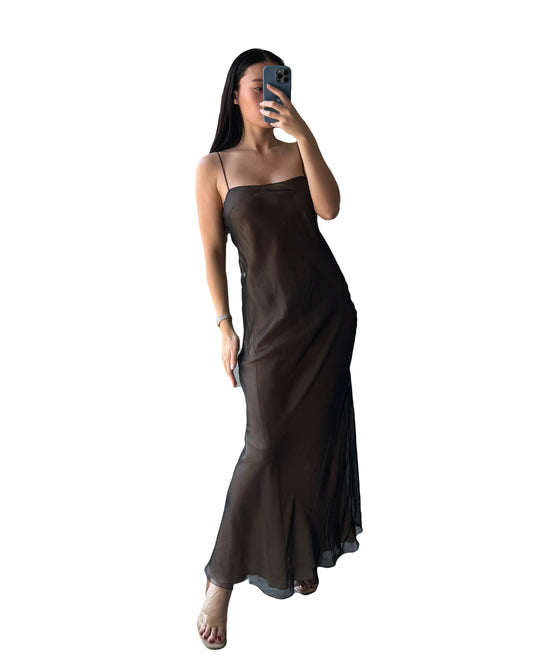 Aeffe Black Sheer long Dress