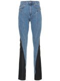 Mugler Contrast denim & jersey skinny jeans