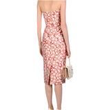 Dsquared2 ivory and red floral brocade midi dress