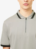 Emporio Armani beige zip-up polo shirt