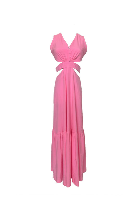 Manera Odevatca waist cut pink long dress