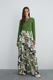 Gizia Pattern Green Palazzo Trousers