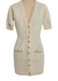 Chanel white cashmere mid length dress