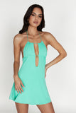 Meshki Kehlani Mint Halter Mini Dress