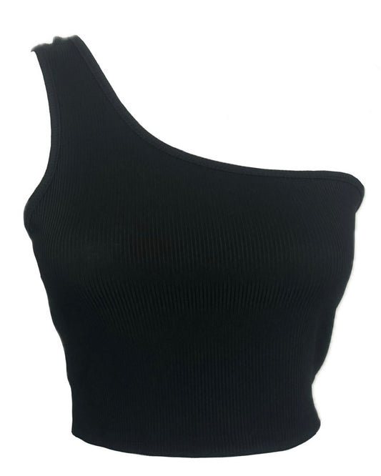 SHEIN black one shoulder cropped top