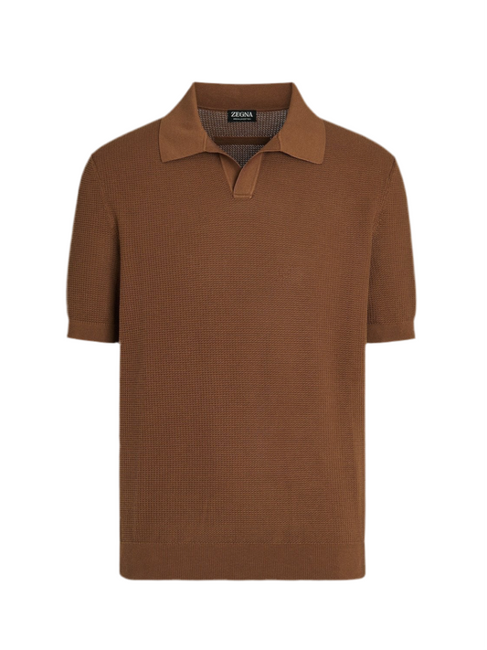 Zegna foliage brown polo shirt