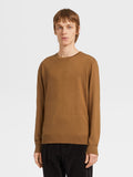 New Zegna brown cashmere crewneck sweater