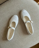 Chanel White Mary Jane Ballerina Shoes CC 2024