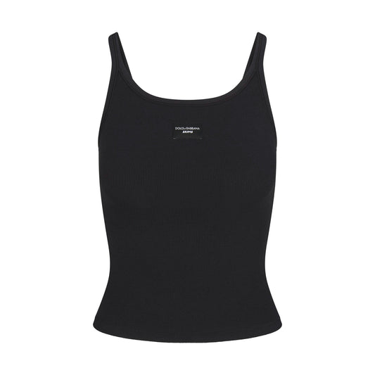 DOLCE&GABBANA x SKIMS black cotton rib scoop tank top