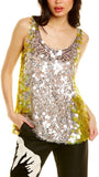 Valentino Yellow and Silver Sequin Twofer Top