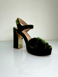 Tory burch dark green velvet Loretta heels