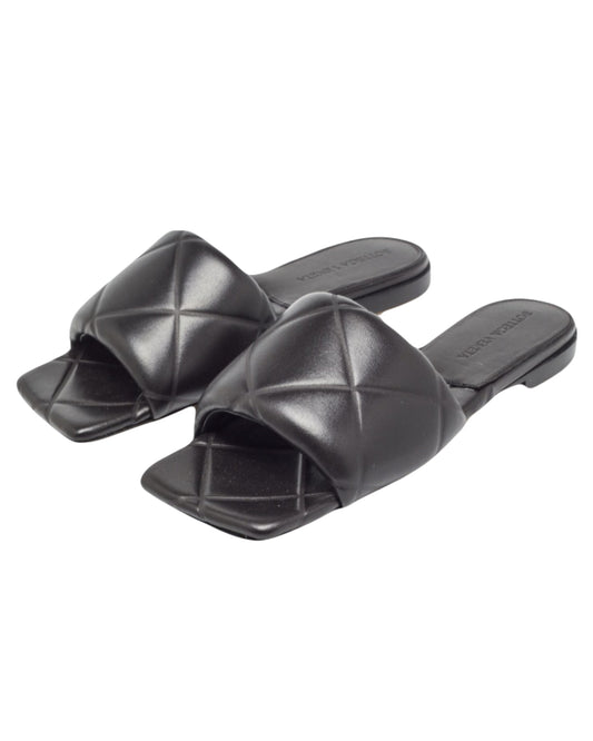 Bottega Veneta Black Leather Lido Flat Slides