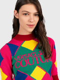 Versace Jeans Couture Pink & Red Logo Knit Turtleneck