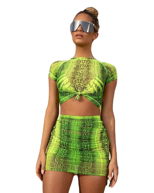 Oh polly Python Snake Print Mesh Set