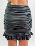 Limelight black leather skirt