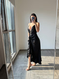 D’AngelAnn black satin long Dress