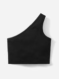 SHEIN black one shoulder cropped top