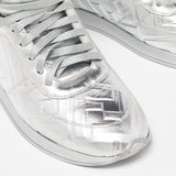 Fendi X Nicki Minaj Silver Laminated Leather High Top Sneakers