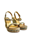 Christian Louboutin PYRADIAMS Studded Cork Wedge Sandals