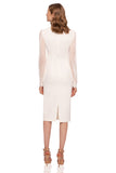 Nissa white silk sleeves midi dress