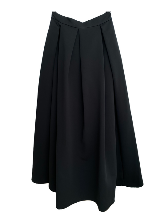 Gizia Black Long Satin Skirt