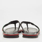 Gucci black leather web flip flop sandals