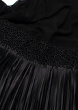 Christian Dior black silk and leather fringe tunic mini dress