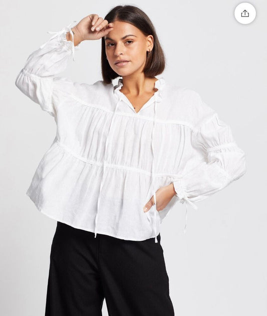 Aere white linen top